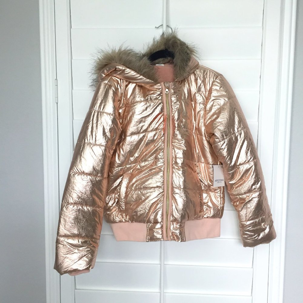 Arizona Jean Co. Rose Gold Puffer Coat Girls XL 16